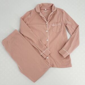Pouf Girls Pajamas Set‎ Pink Cotton Spandex Size 10 Long Sleeve Pants